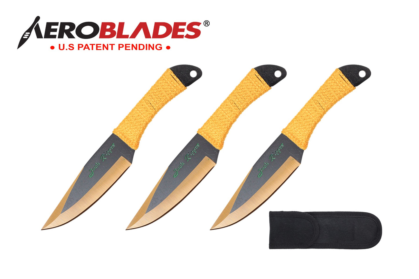 6.75-inch 3pc Set Gold Black Blade Thrower