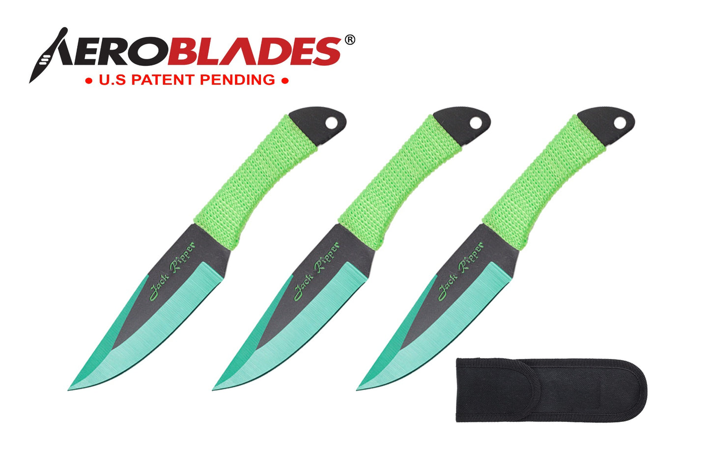 6.75-inch 3pc Set Green Black Blade Thrower