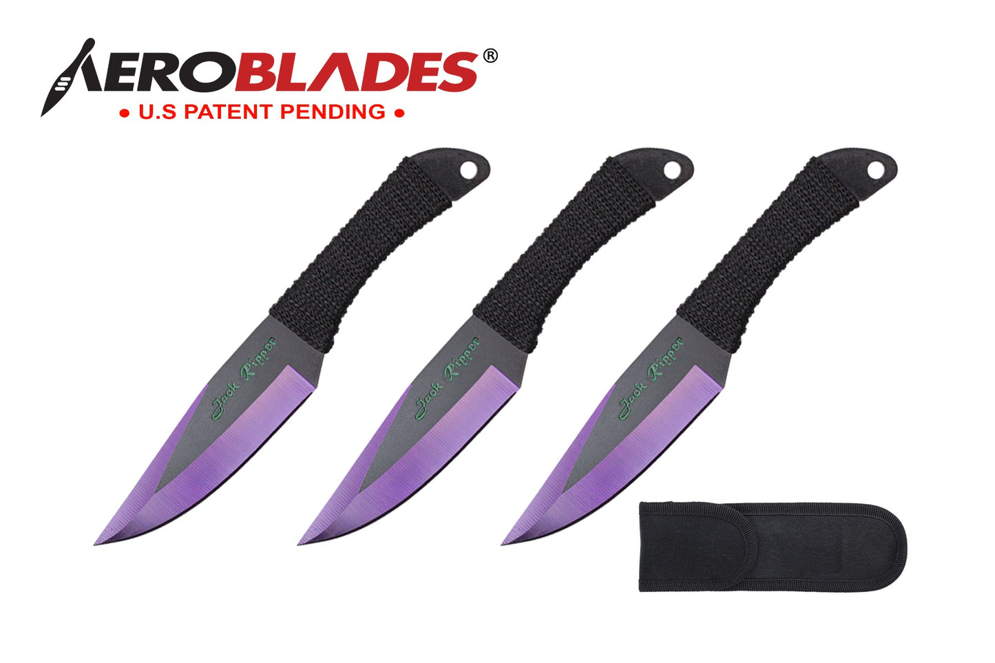6.75-inch 3pc Set Purple Black Blade Thrower