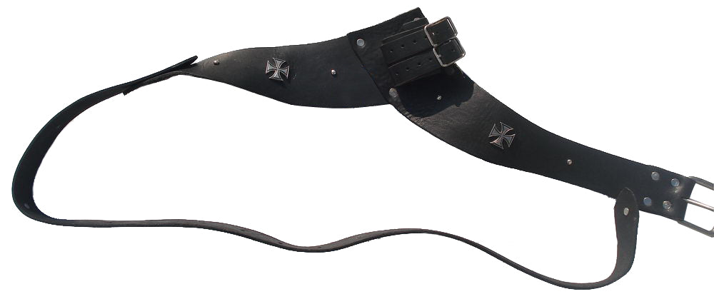 Genuine Leather Sword Frog w/ Skull