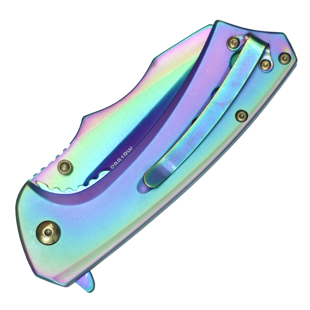 Wartech - 8" Rainbow Cleaver | Spring Assisted Pocket Knife