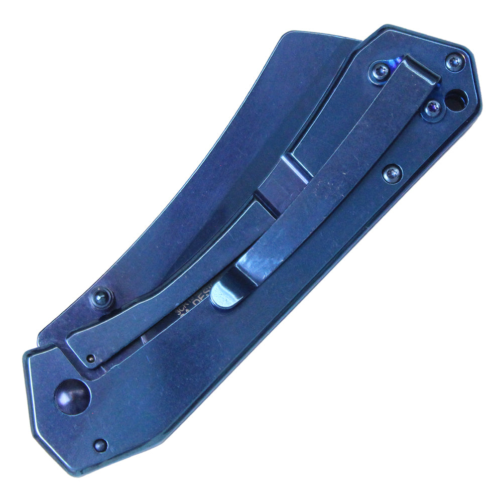 Buckshot Knives - 8" Blue Cleaver | Spring Assisted Pocket Knife