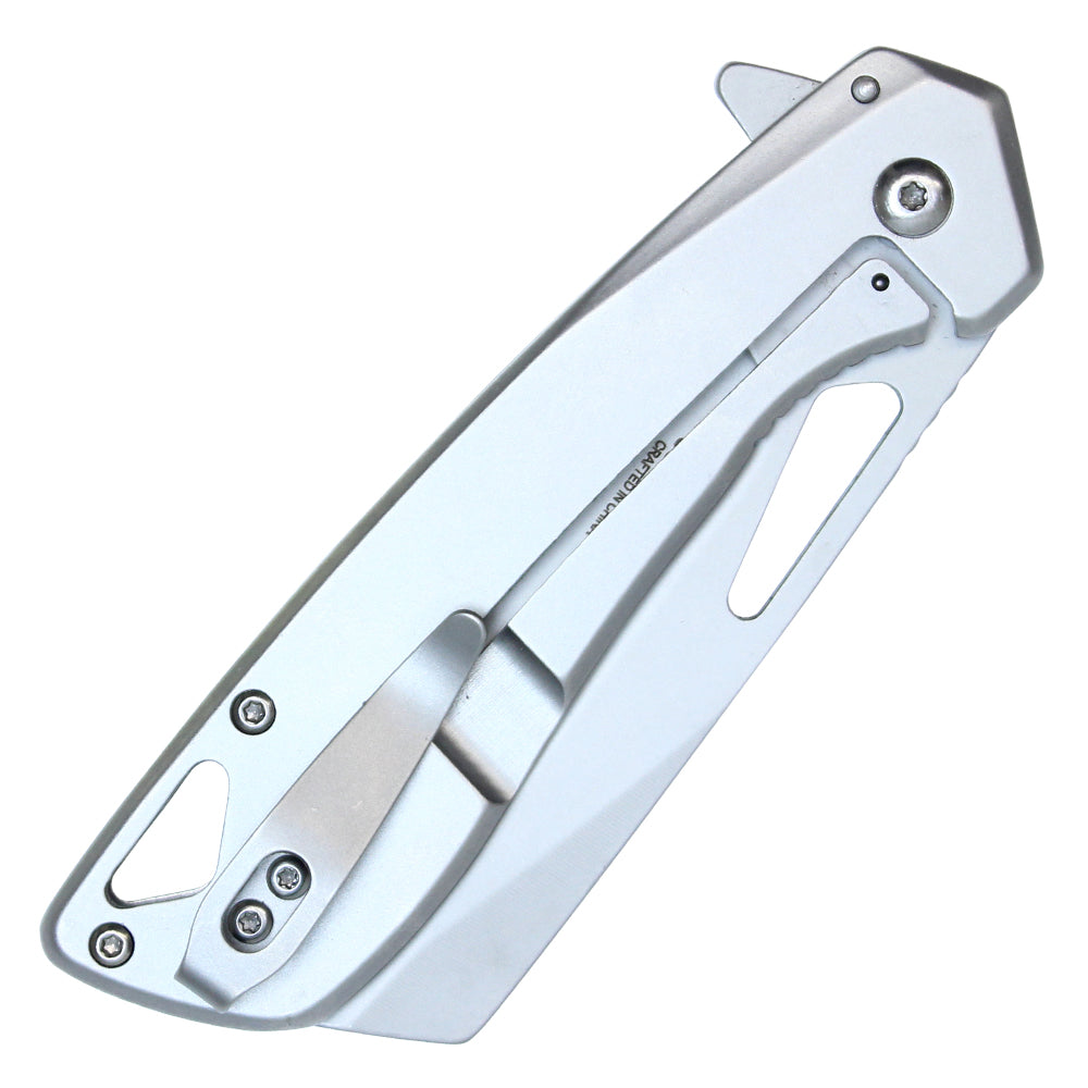 Buckshot Knives - 8" Chrome & Blue | Spring Assisted Pocket Knife