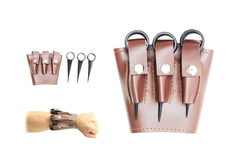 4 1/4" 3 Piece Finger Ring Spikes, Include Wrist Sheath