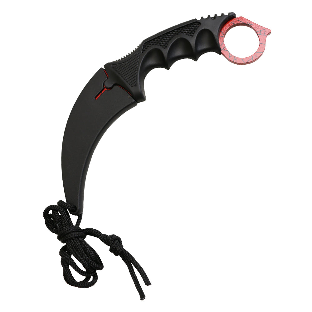 7.5" Full Tang Karambit with Hard Sheath & Necklace (Red Crimson Web)
