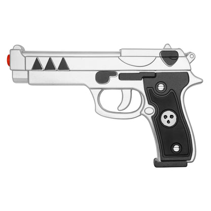 9.25" – Silver & Black Sci-Fi Pistol | Collectible Foam Replica Gun