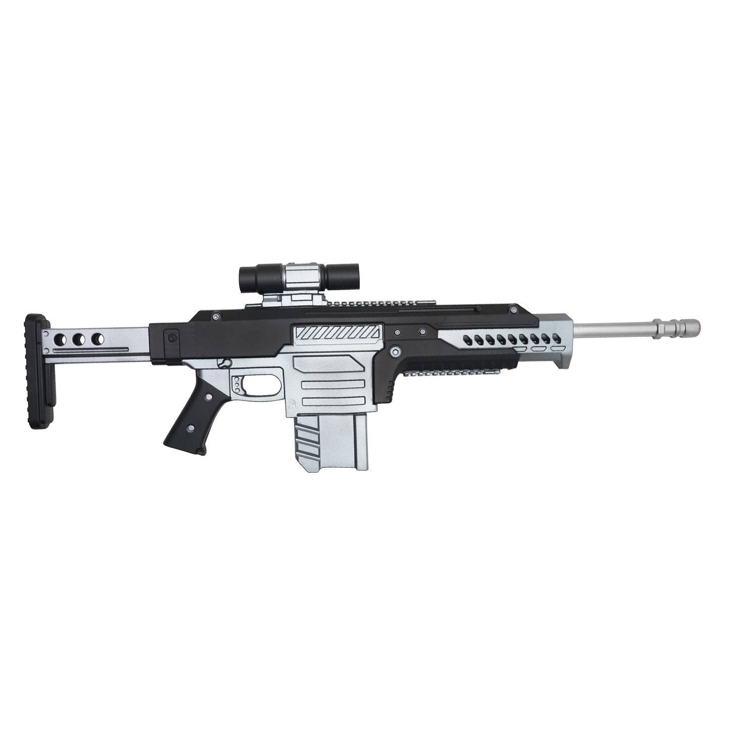 34.5" – Black & Silver Sci-Fi Rifle | Collectible Foam Replica Gun