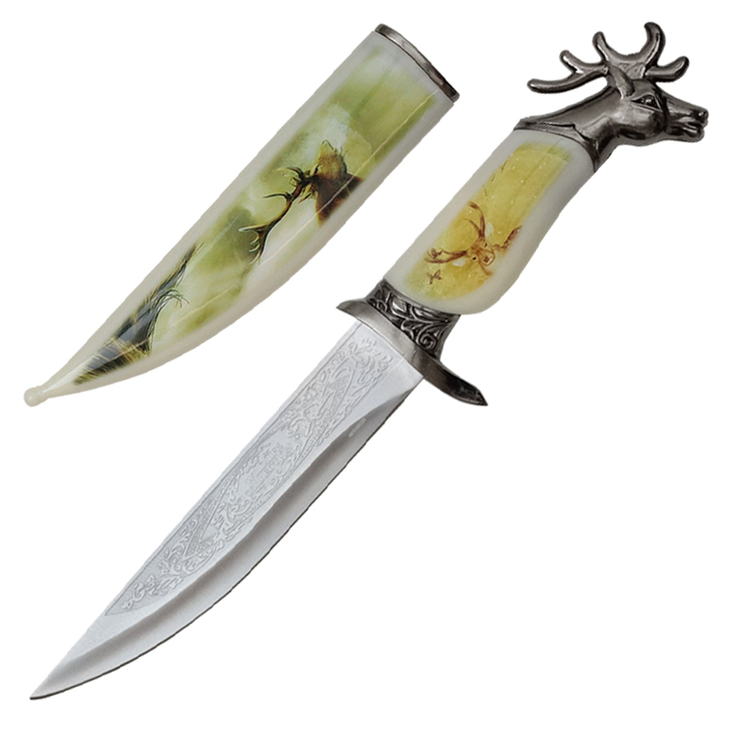 13" Deer Head Pommel | Collectible Display Dagger
