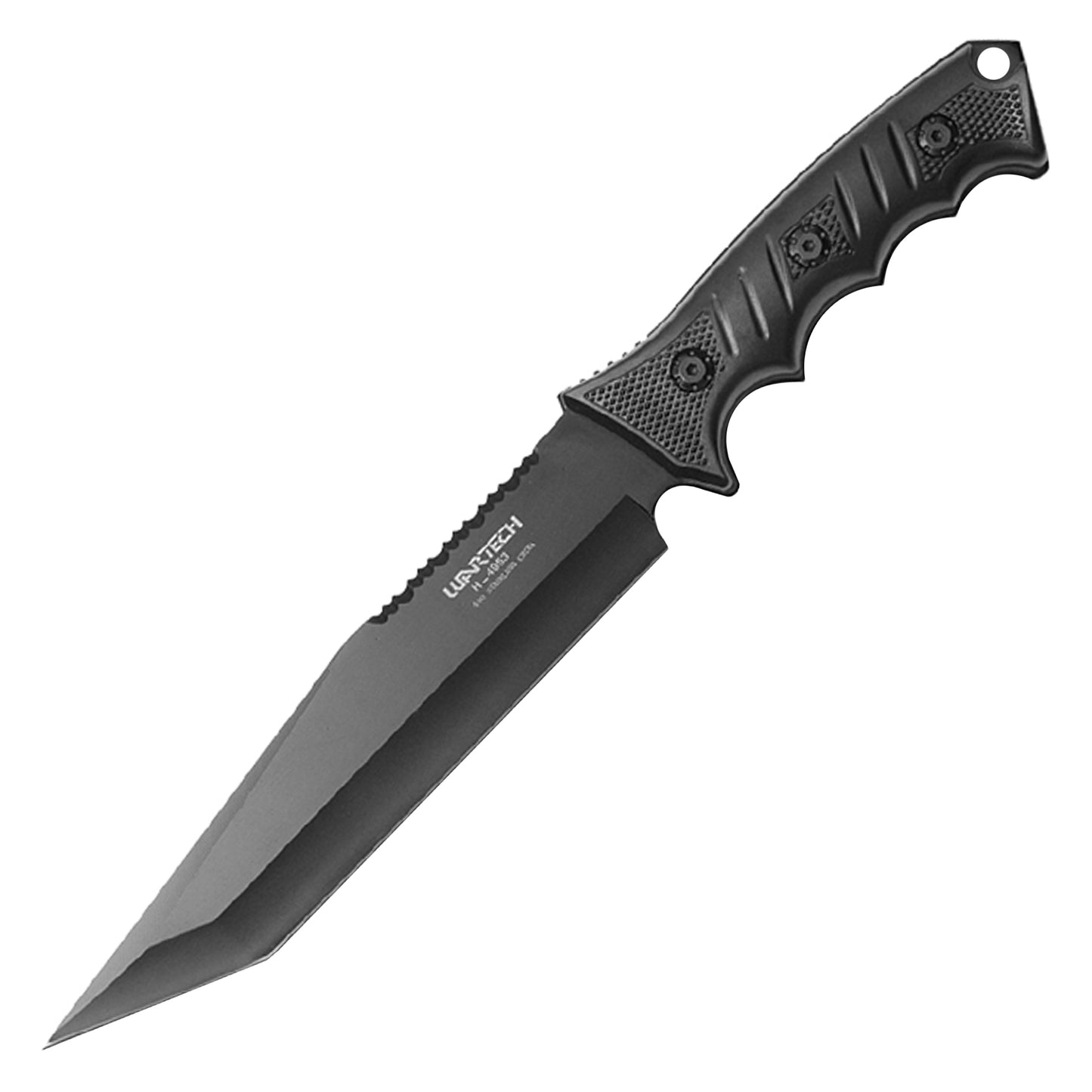 Wartech - 13.5" Black Serrated | Fixed Blade Hunting Knife