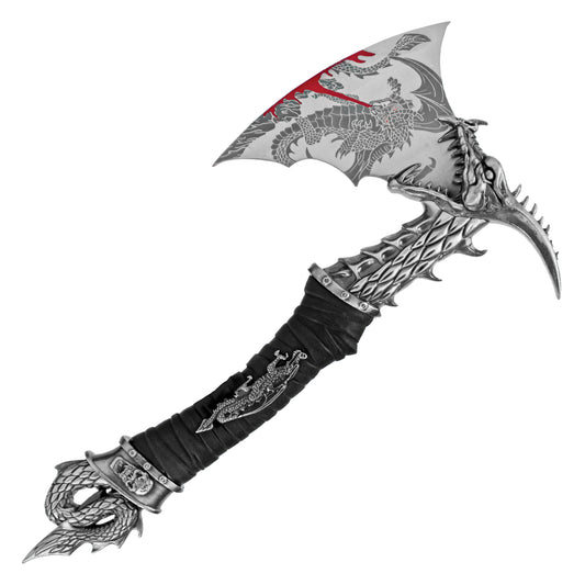 14.25" Wrapped Dragon Axe w/ Black Wood Display