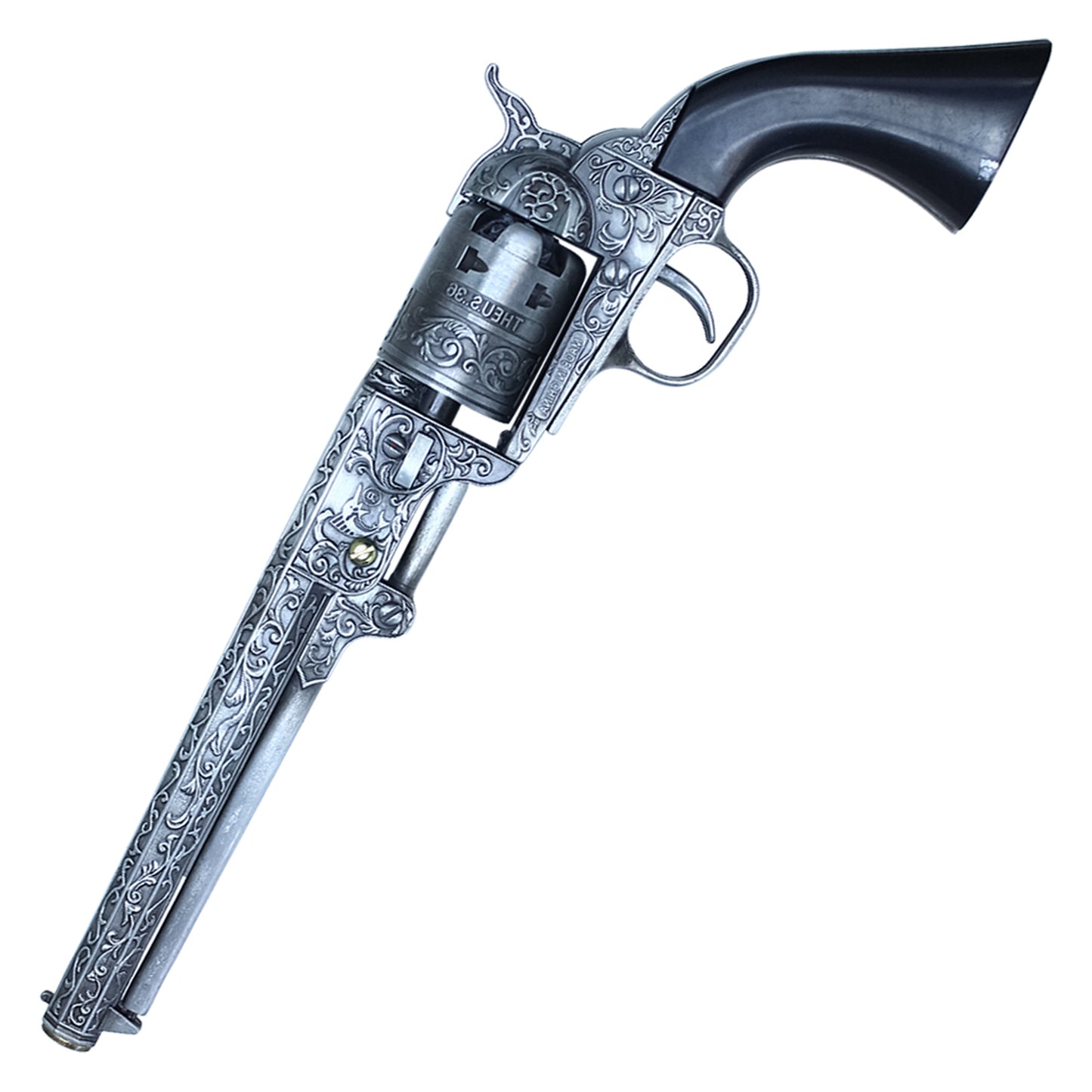 11" Silver Display Revolver Replica | Non-Firing Collectible Display Piece