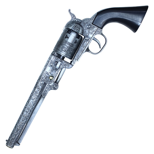 11" Silver Display Revolver Replica | Non-Firing Collectible Display Piece