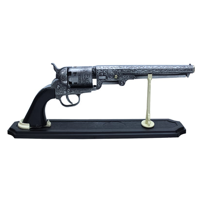 11" Silver Display Revolver Replica | Non-Firing Collectible Display Piece