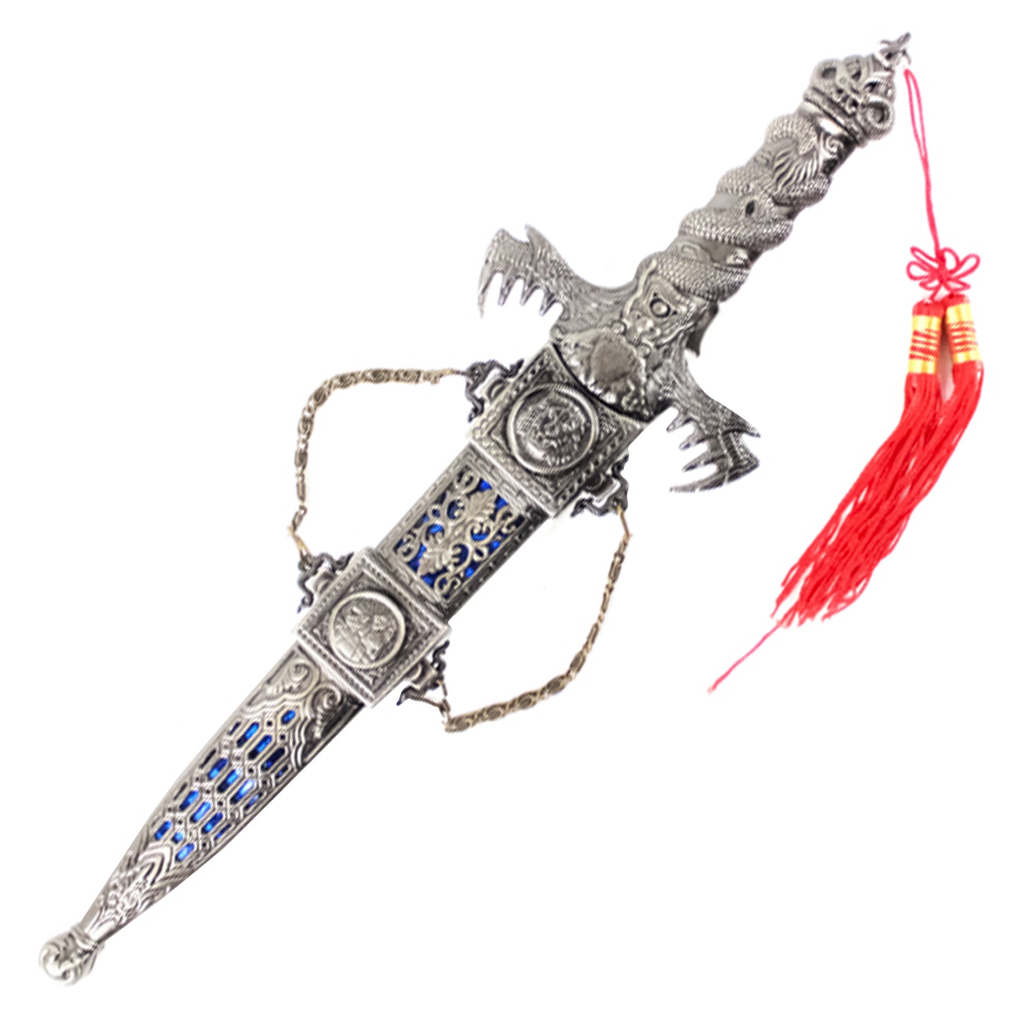 14" Silver Dragon Wrapped | Collectible Display Dagger