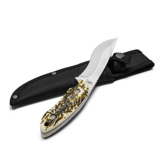 Buckshot - 9.25" Faux Stag Horn Hunting Knife | Fixed Blade Knife