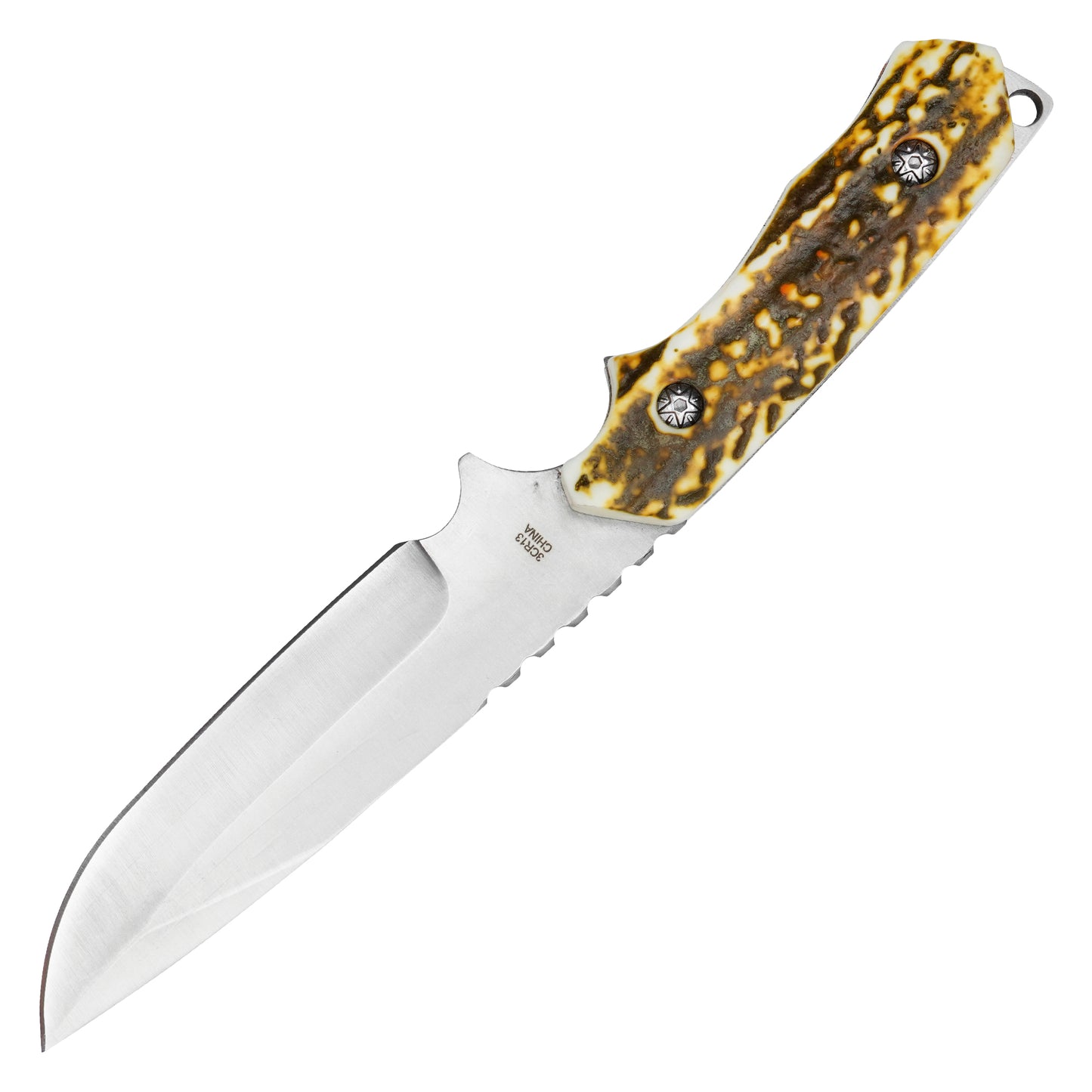 Buckshot - 9.5" Faux Stag Horn Hunting Knife | Fixed Blade Knife