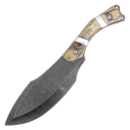 Buckshot Knives - 12" Stonewashed Blade w/ Wood Handle | Fixed Blade Hunting Knife