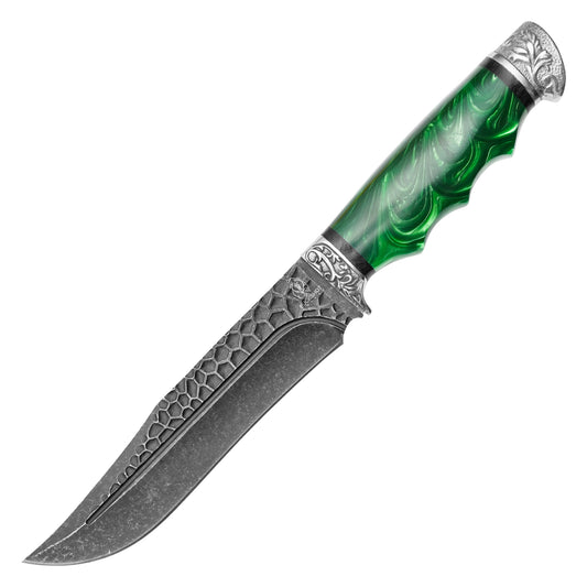 Buckshot Knives - 12” Green Marbled Blade | Fixed Blade Hunting Knife