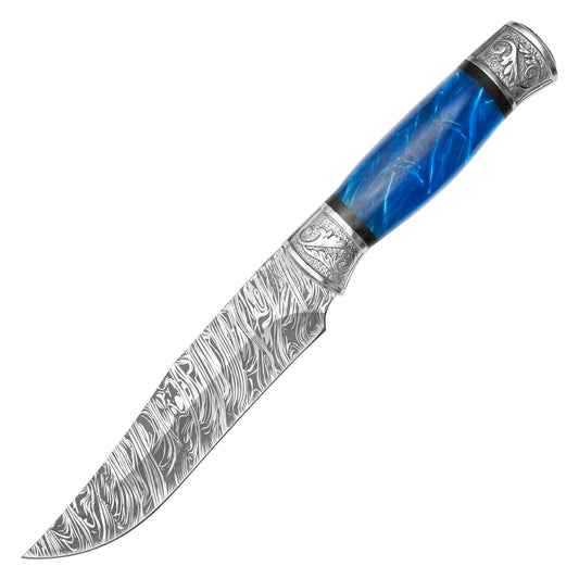 Buckshot Knives - 12.25” Blue Marbled Blade | Fixed Blade Hunting Knife