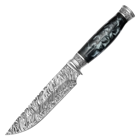 Buckshot Knives - 12.5” Black Marbled Blade | Fixed Blade Hunting Knife