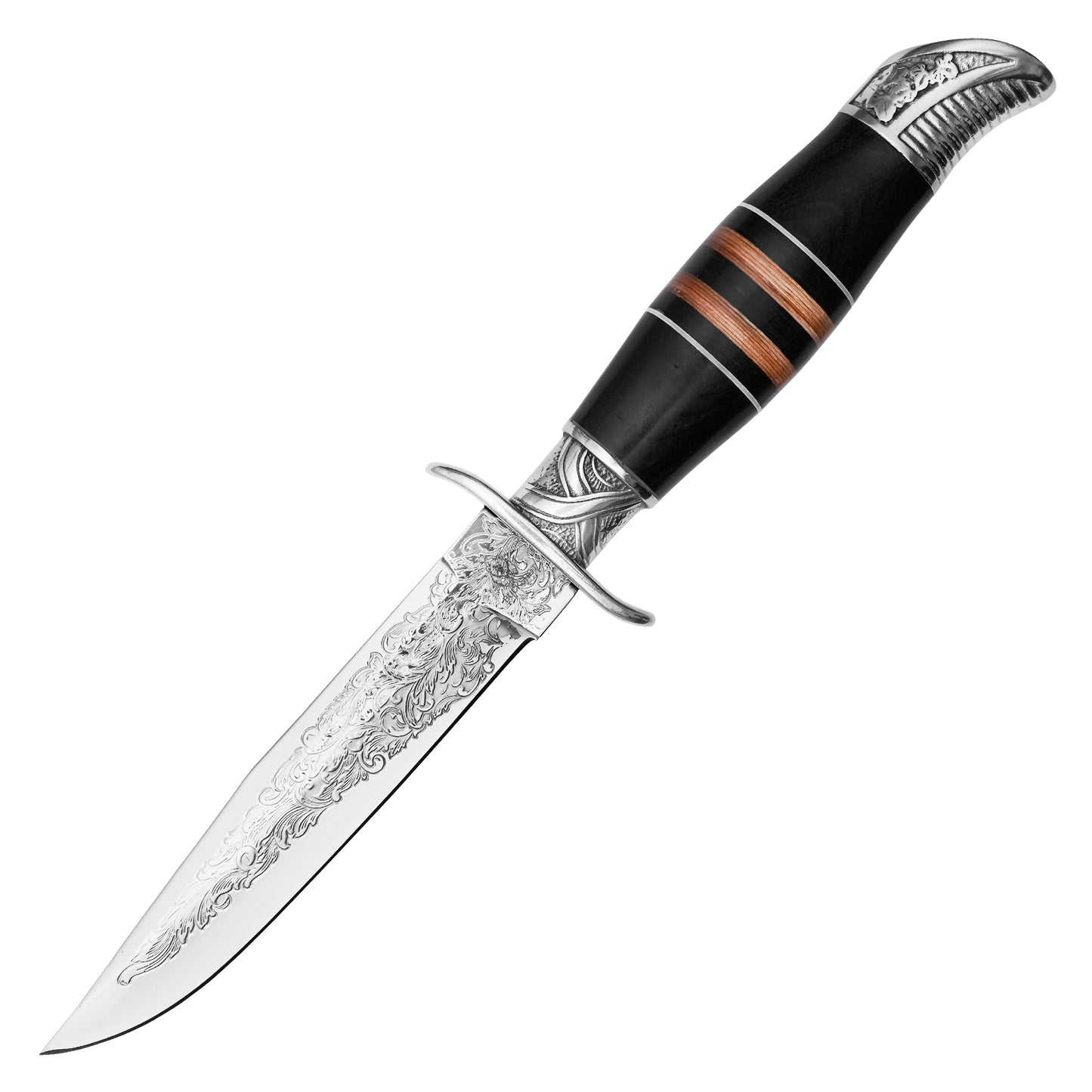 Buckshot Knives - 10.5” Embossed Floral Blade | Fixed Blade Hunting Knife