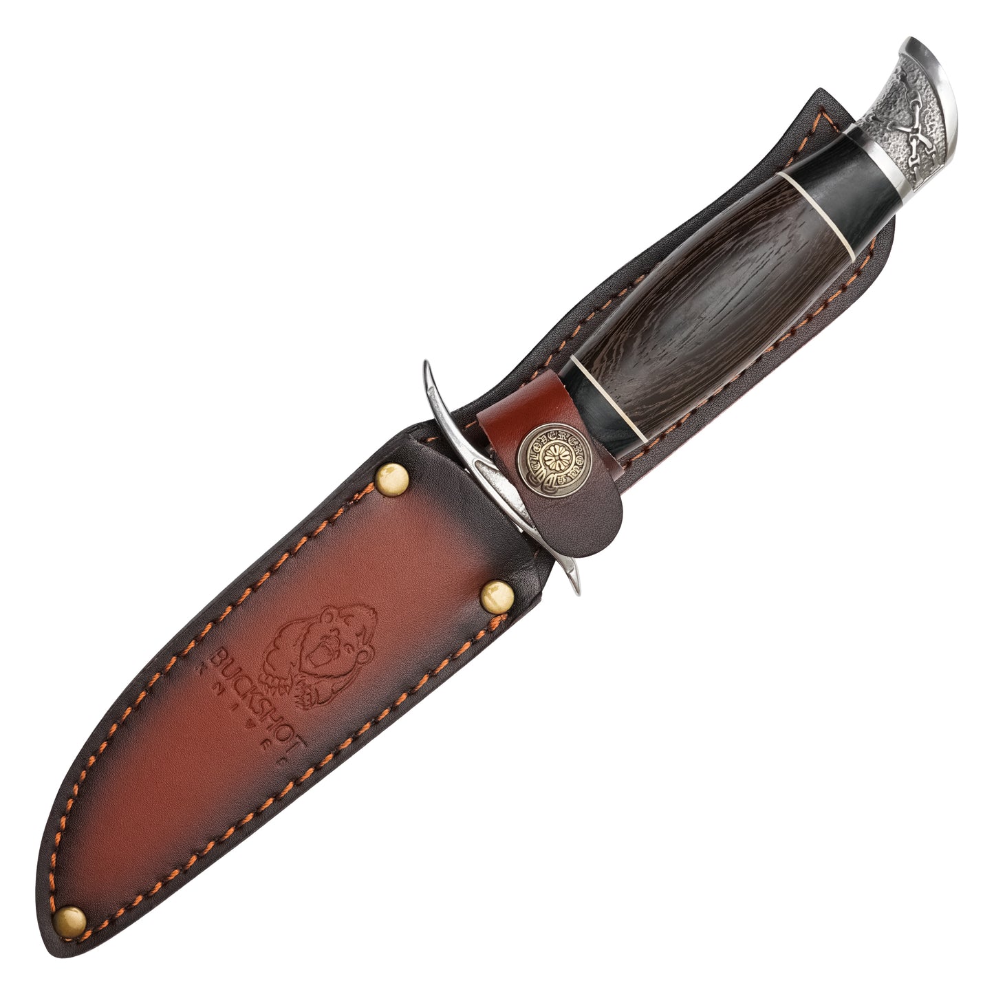 Buckshot Knives - 10.5” Dark Brown Wood | Fixed Blade Hunting Knife
