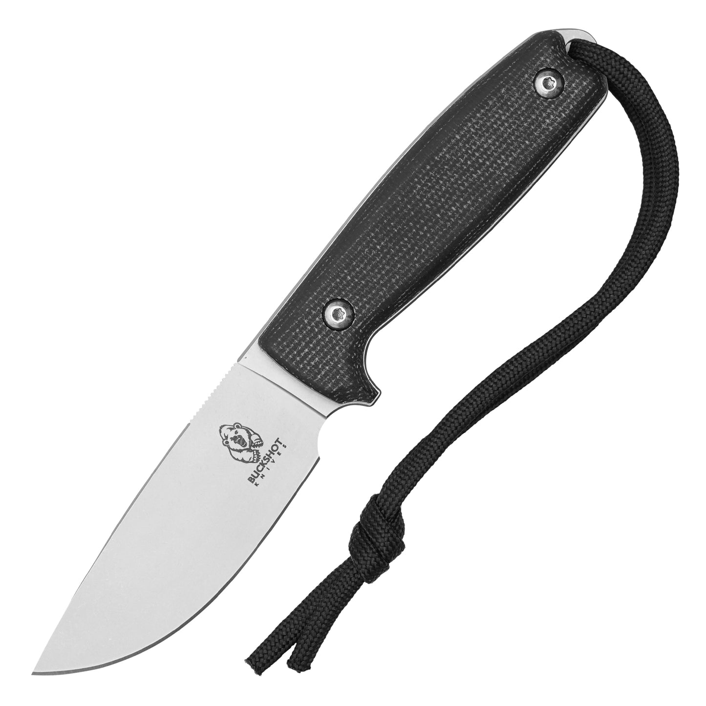Buckshot Knives - 7.25" Black Compact D2 | Fixed Blade Hunting Knife