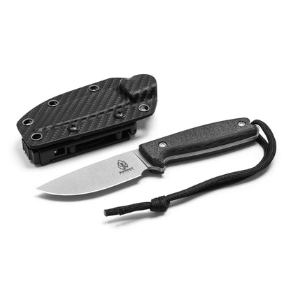 Buckshot Knives - 7.25" Black Compact D2 | Fixed Blade Hunting Knife