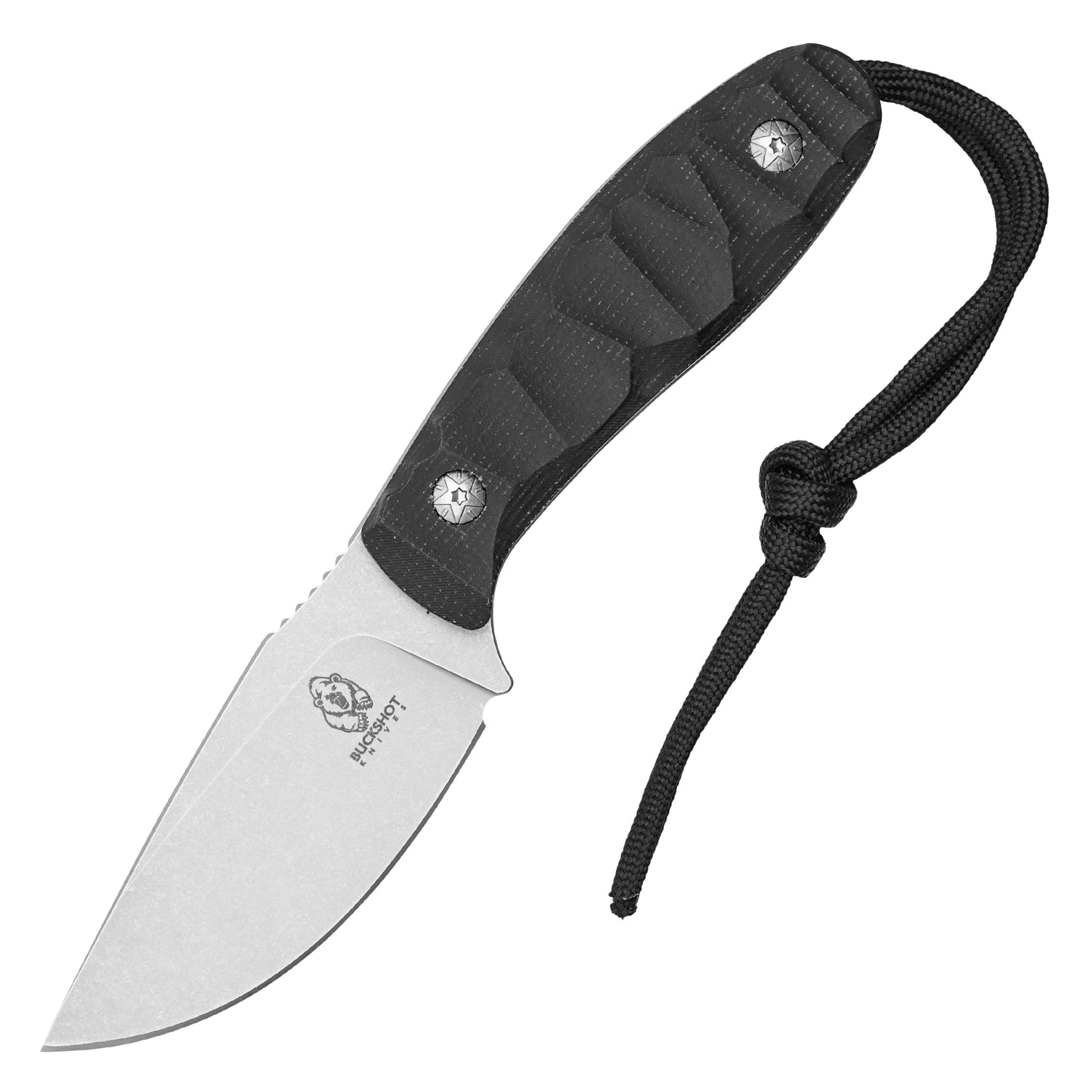 Buckshot Knives - 7.5" Black Grip D2 | Fixed Blade Hunting Knife