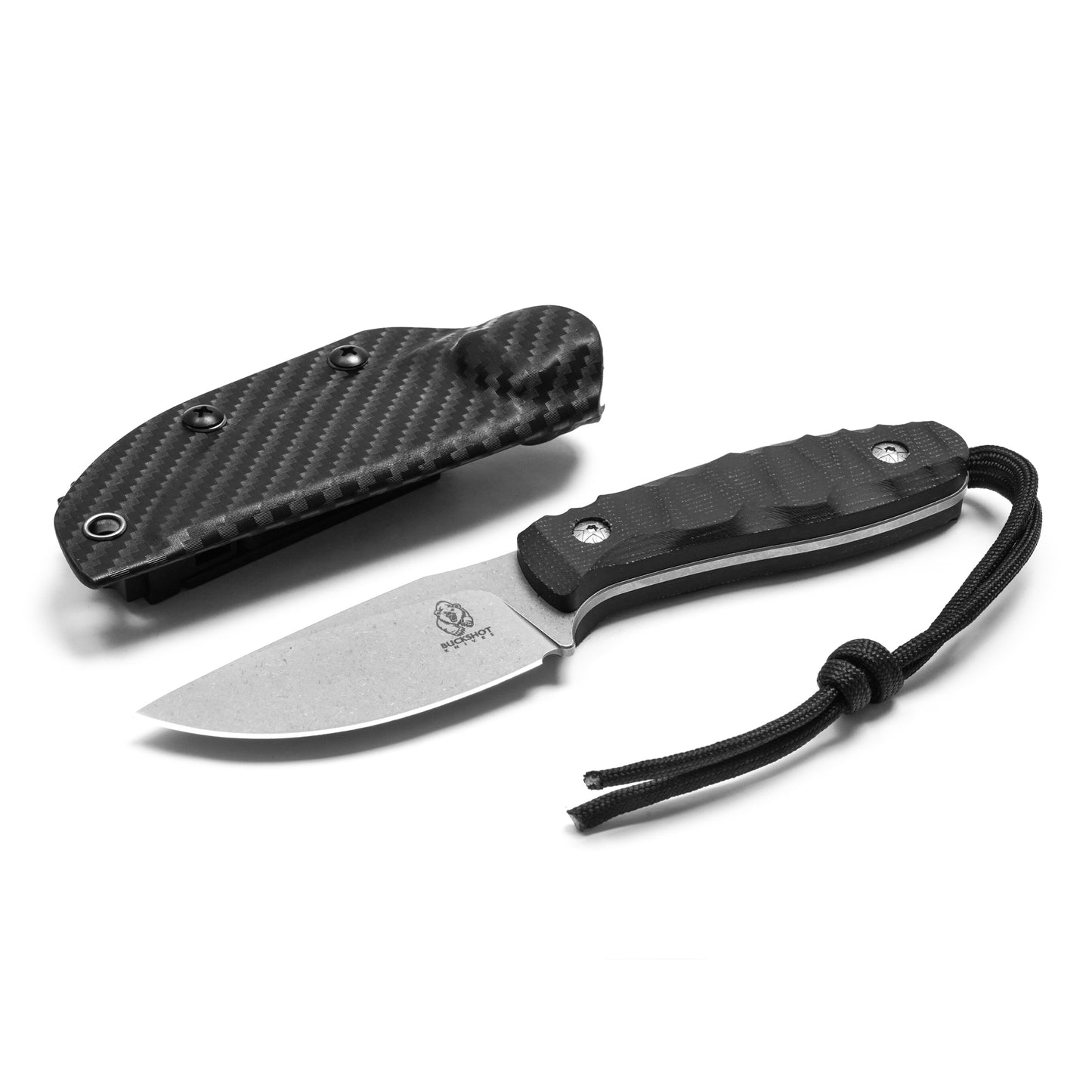 Buckshot Knives - 7.5" Black Grip D2 | Fixed Blade Hunting Knife