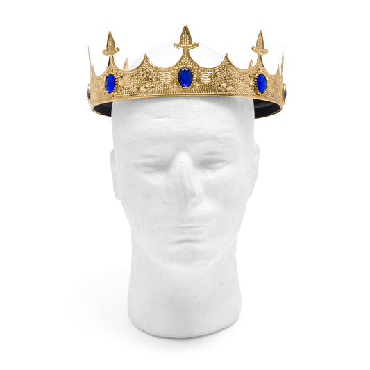 Hero’s Edge - Blue Jeweled Crown | Adjustable Metal Costume Crown