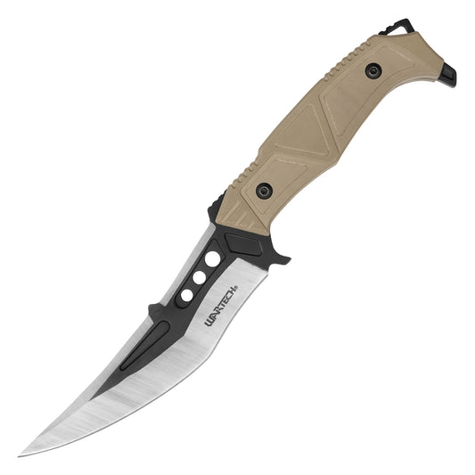 Wartech - 9.75" 2-Tone Desert Hunting Knife | Fixed Blade