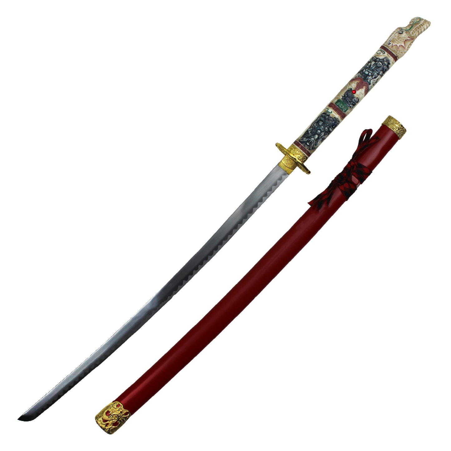 42.75" Closed Mouth Dragon Katana | Collectible Carbon Steel Sword