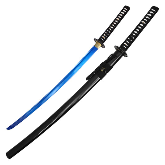 40" Blue Damascus Steel | Hand Forged Katana Display Sword