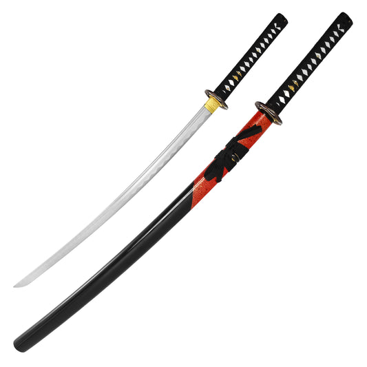 40" Black/Red Carbon Steel | Hand Forged Katana Display Sword
