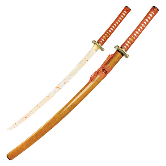 40" Orange Printed Carbon Steel | Hand Forged Katana Display Sword