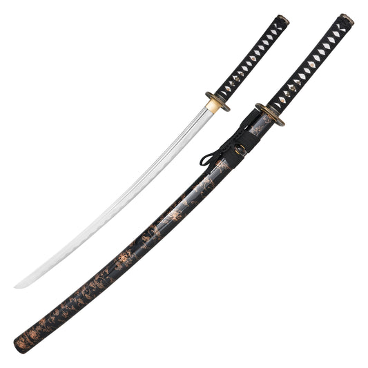 40" Black Carbon Steel Katana | Hand-Forged Display Sword