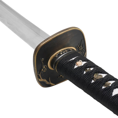 40" Black Carbon Steel Katana | Hand-Forged Display Sword