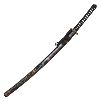 40" Black Carbon Steel Katana | Hand-Forged Display Sword