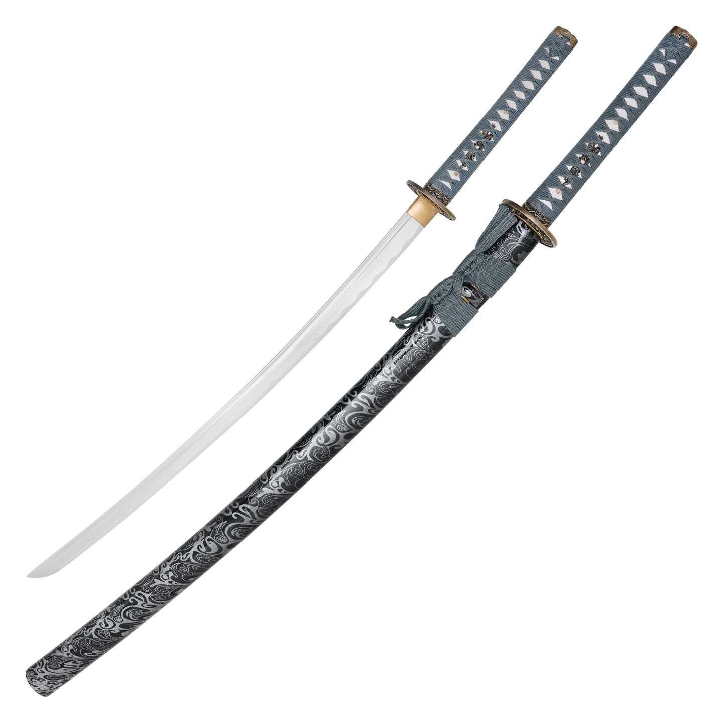 40" Gray Carbon Steel Katana | Hand-Forged Display Sword