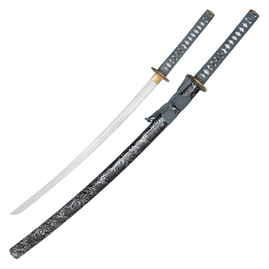 40" Gray Carbon Steel Katana | Hand-Forged Display Sword