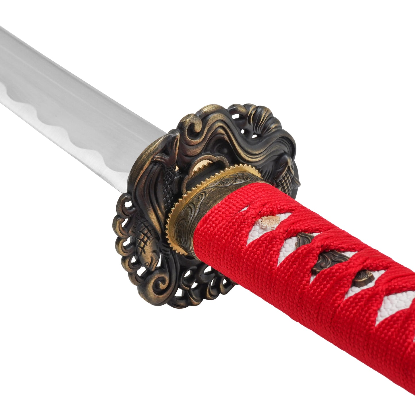40" Red Carbon Steel Katana | Hand-Forged Display Sword