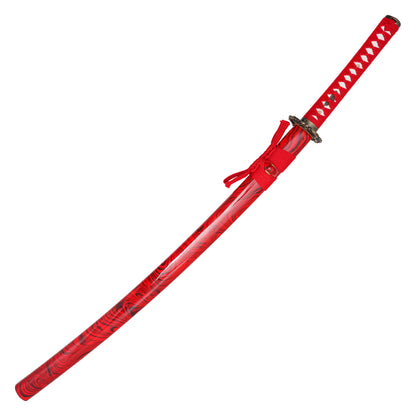 40" Red Carbon Steel Katana | Hand-Forged Display Sword