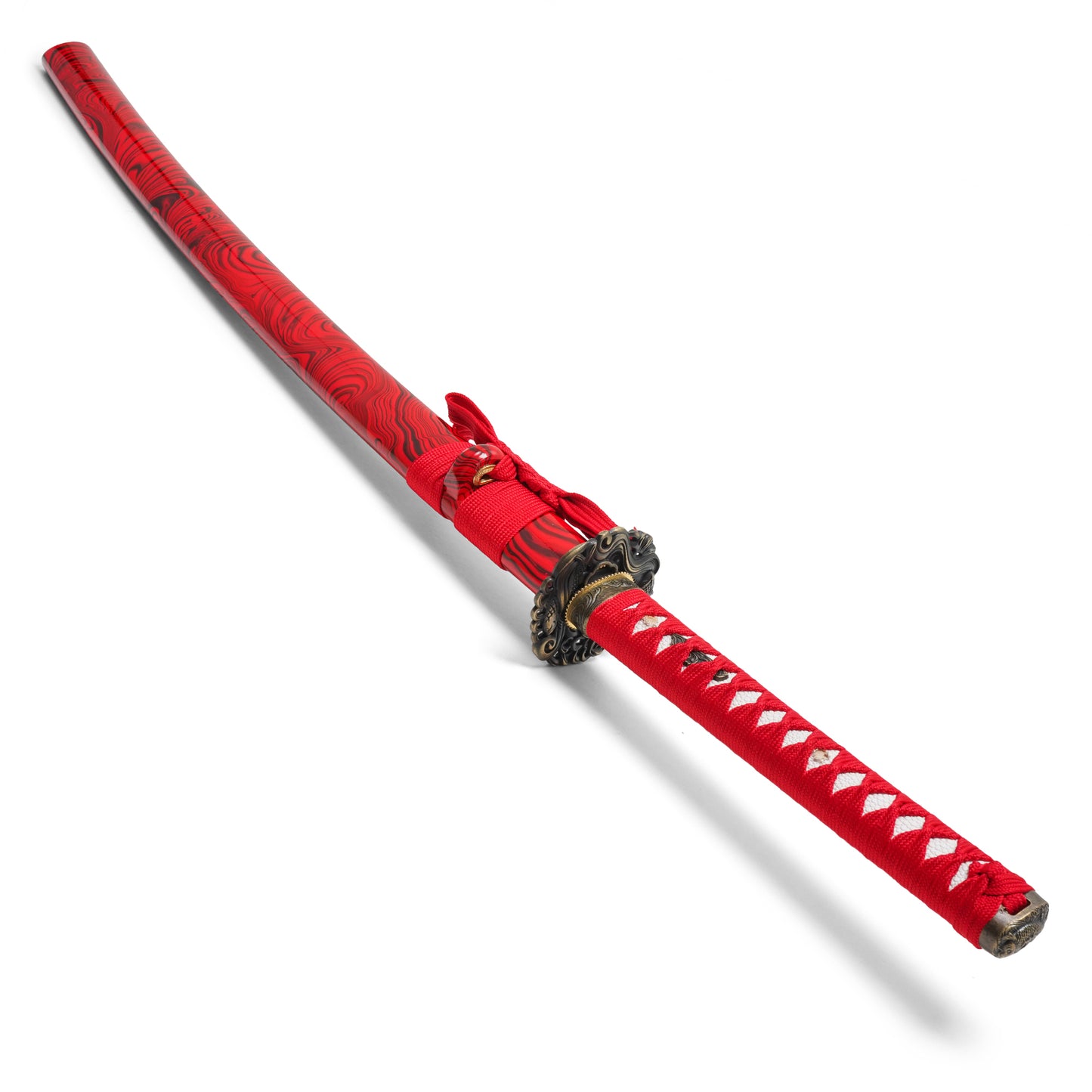 40" Red Carbon Steel Katana | Hand-Forged Display Sword