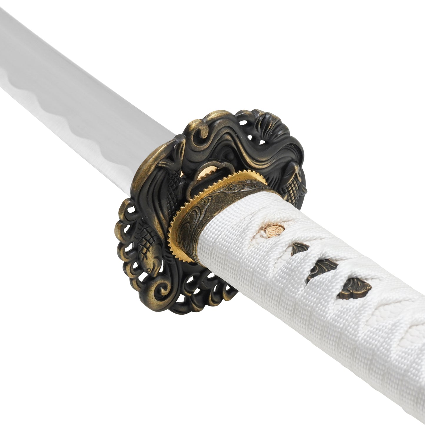 40" White Carbon Steel Katana | Hand-Forged Display Sword