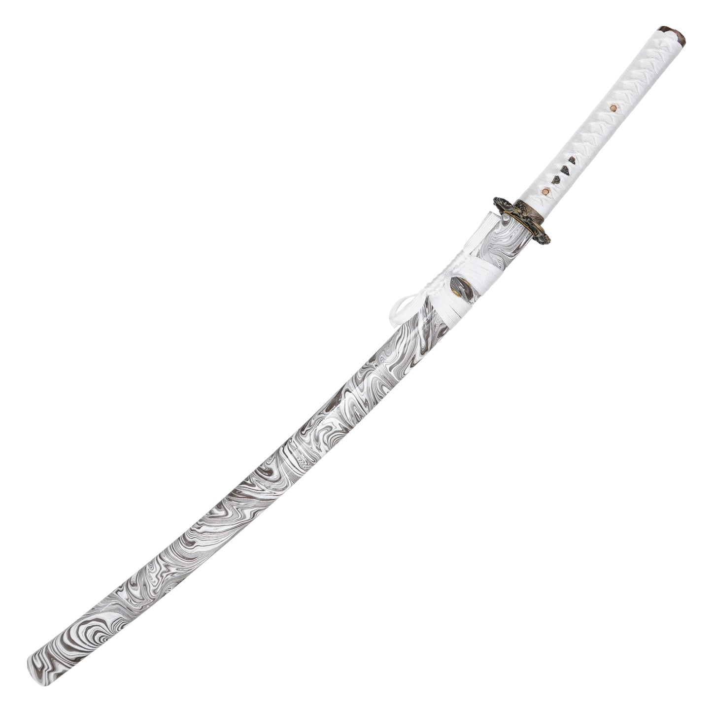 40" White Carbon Steel Katana | Hand-Forged Display Sword