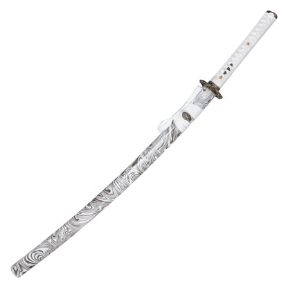40" White Carbon Steel Katana | Hand-Forged Display Sword