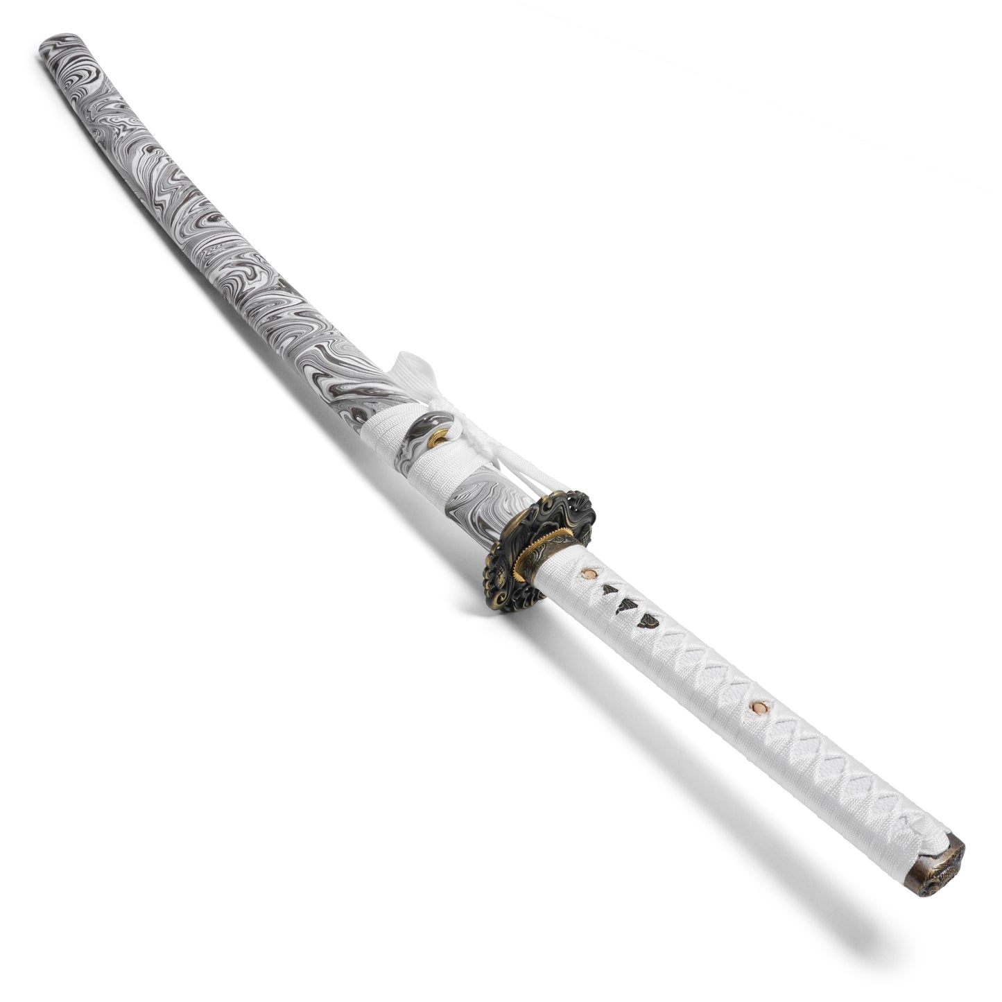 40" White Carbon Steel Katana | Hand-Forged Display Sword