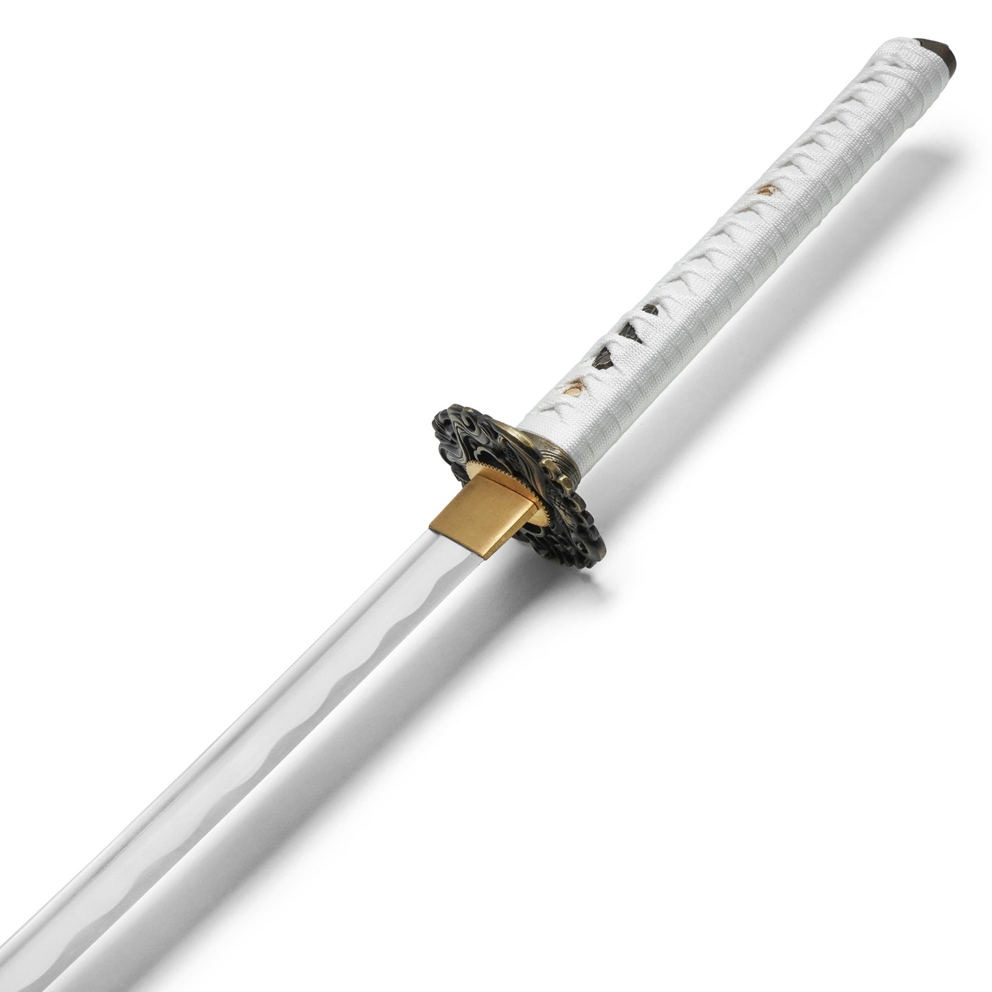 40" White Carbon Steel Katana | Hand-Forged Display Sword