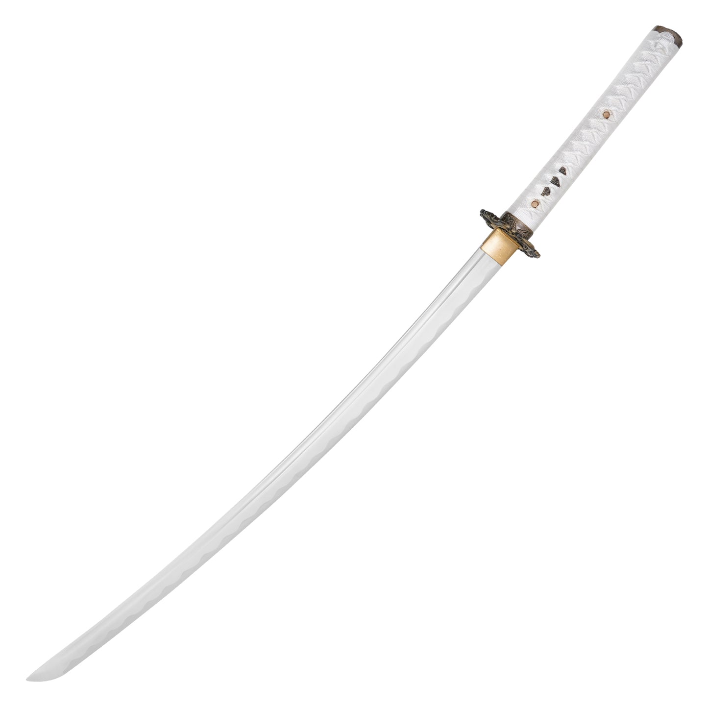 40" White Carbon Steel Katana | Hand-Forged Display Sword